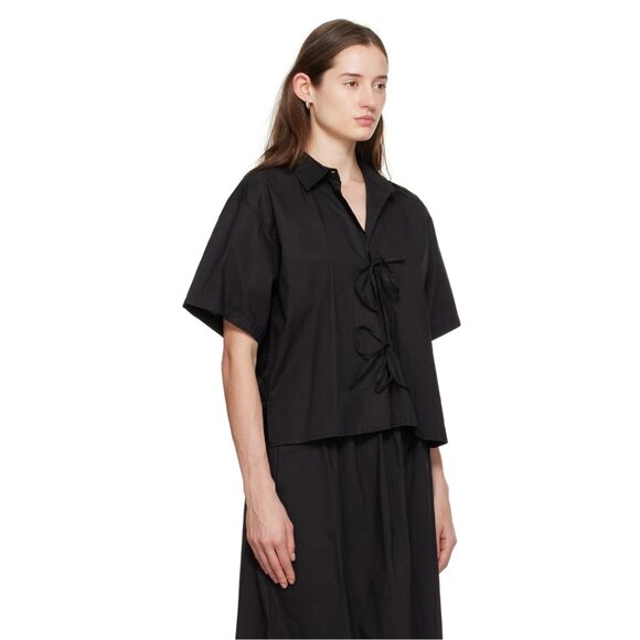 507. DEIJI STUDIOS Black 'The Tie Up' Shirt $135 EUC Small - Picture 3 of 7